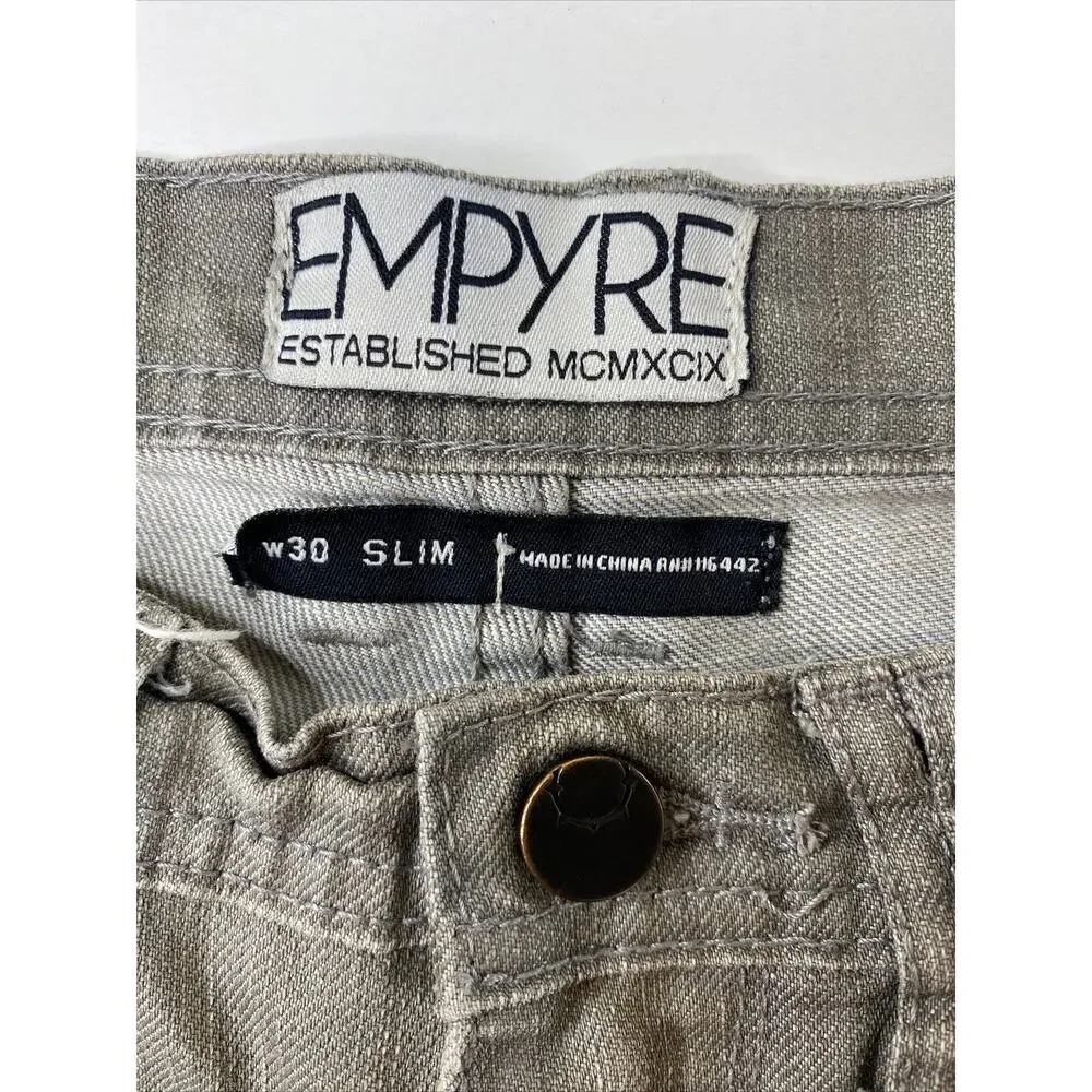 Empyre Mens Size 30 Washed Gray Jeans